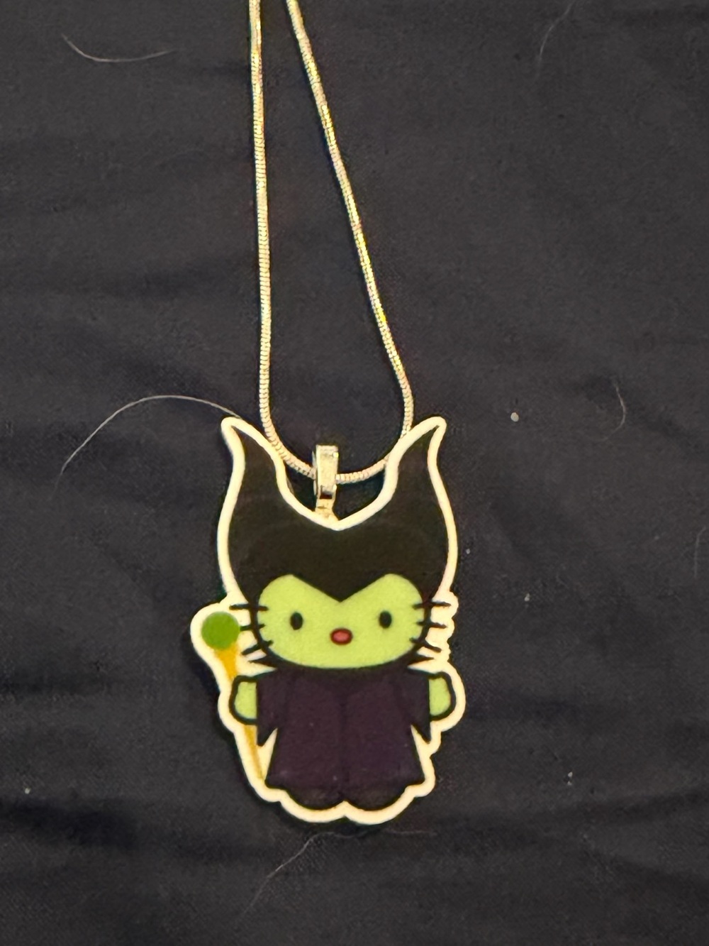 Cute Green Cat Pendant Necklace - Chain